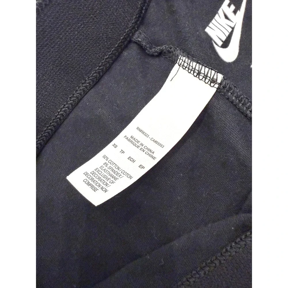 Nike Leggings Black Cotton Spandex Slim Fit Athleisure XS 3/4 length